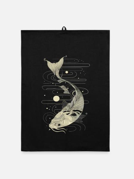 Fisch Grafik - Organic Geschirrtuch - Schwarz - Vorne