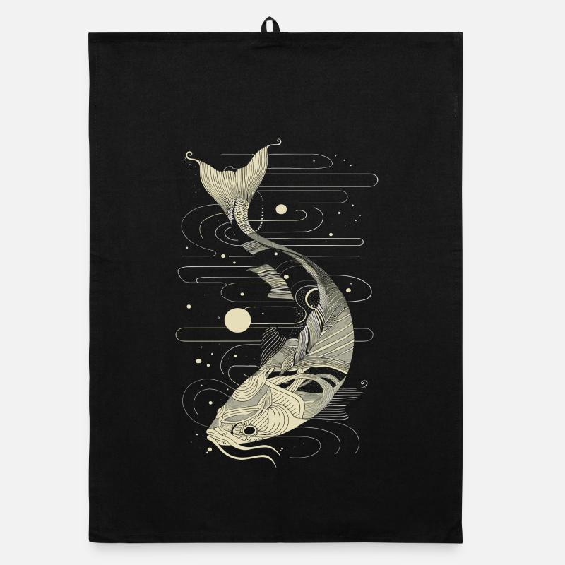 Fisch Grafik - Organic Geschirrtuch - Schwarz