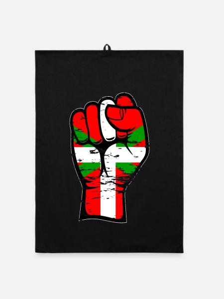 Poing de drapeau basque utilisé - Torchon bio - noir - Devant