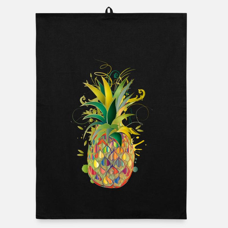 Ananas coloré – fruit créatif dans le style graffiti Torchon bio
