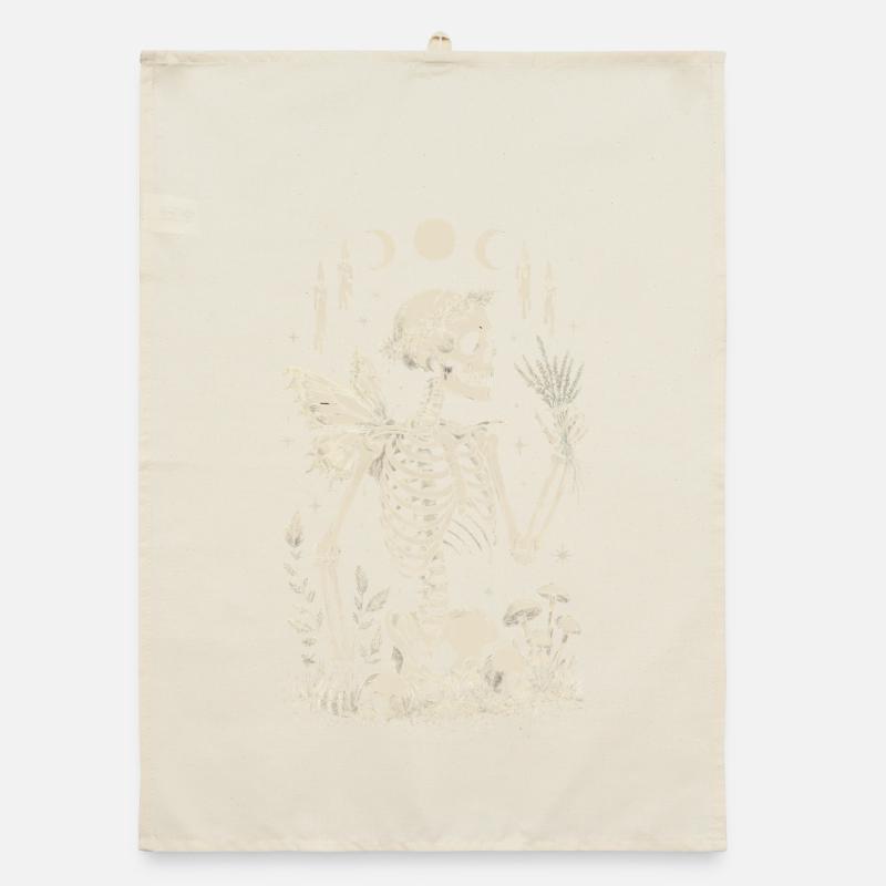 Fée squelette gothique avec phases de lune Torchon bio