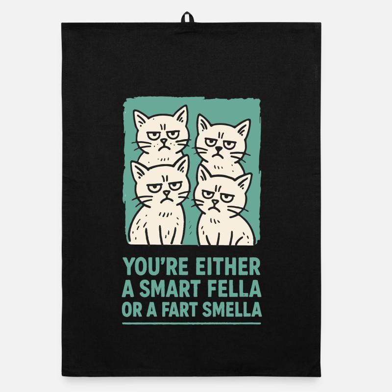 Schlauer Kerl oder Smella Katzen Meme Humor Organic Geschirrtuch