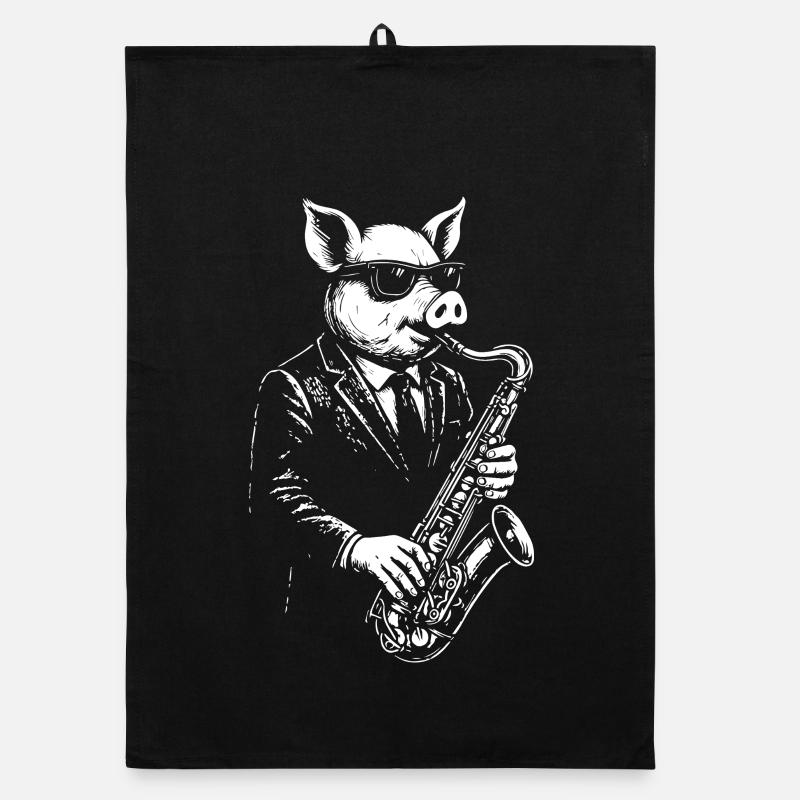 Pig Sax Maestro in Suit Organic dish towel