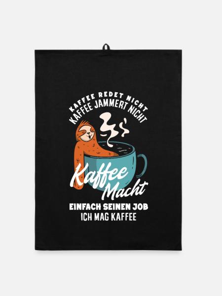 Kaffee redet nicht – ich mag Kaffee - Organic Geschirrtuch - Schwarz - Vorne