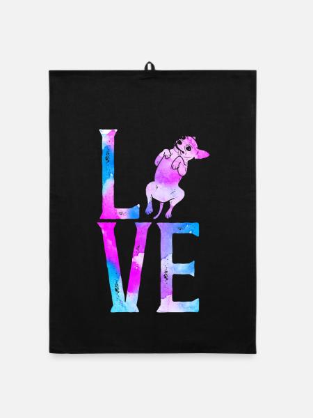 Chihuahua Chihuahueño Watercolor - Organic dish towel - black - Front