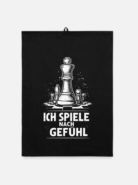 Lustiges Schach T-Shirt für Männer Geschenk Spruch - Organic Geschirrtuch - Schwarz - Vorne