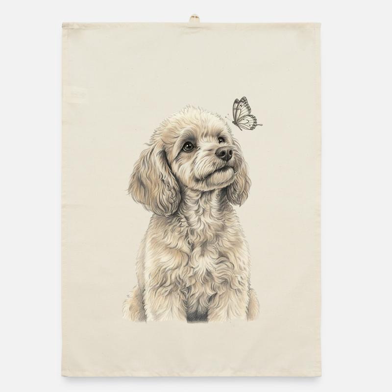 Pudel  mit Schmetterling Hund Goldendoodle Organic Geschirrtuch