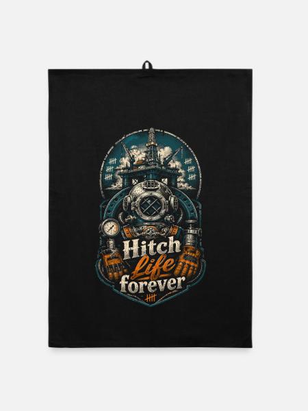 Tiefseearbeiter Hitch Life Forever - Organic Geschirrtuch - Schwarz - Vorne