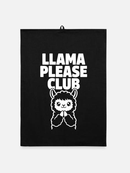 Club Llama Please – Lama mignonne - Torchon bio - noir - Devant