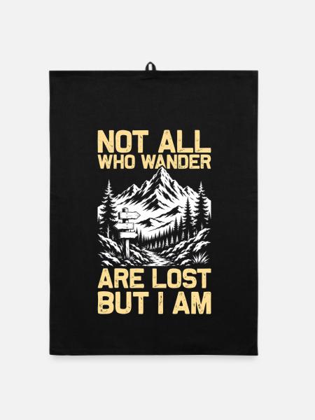 Not all who wander Hiking Mountains Mountaineering - Organic dish towel - black - Front