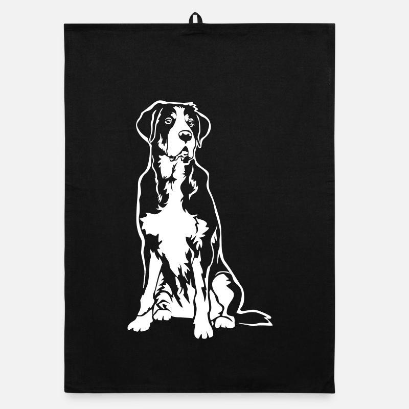 Großer Schweizer Sennenhund "Black Edition" Organic Geschirrtuch