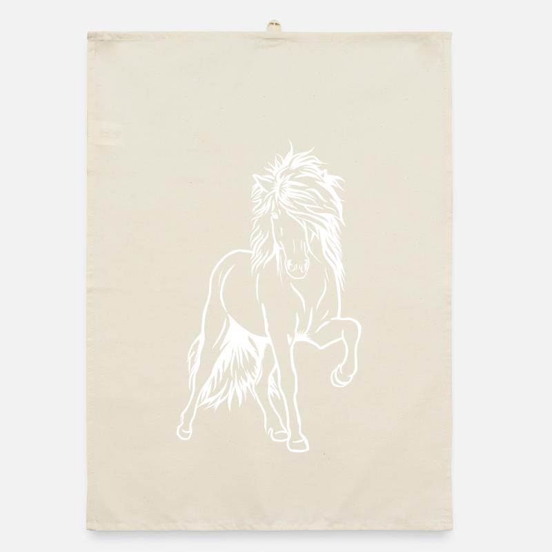 Iceland stallion white Organic dish towel