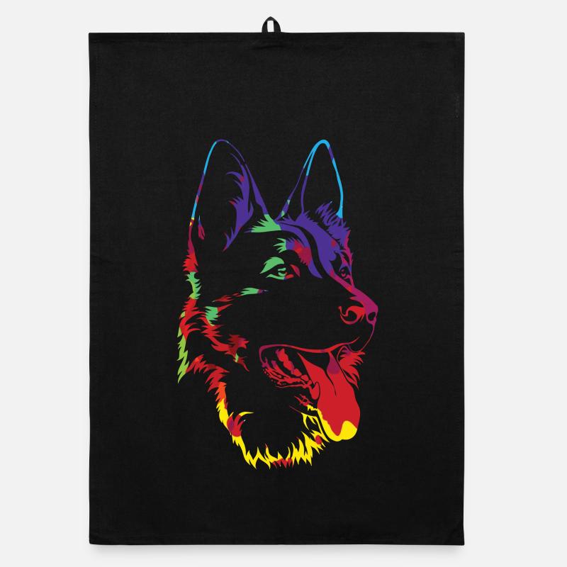 Schäferhund - deutscher Schäferhund - Geschenk - Organic Geschirrtuch - Schwarz