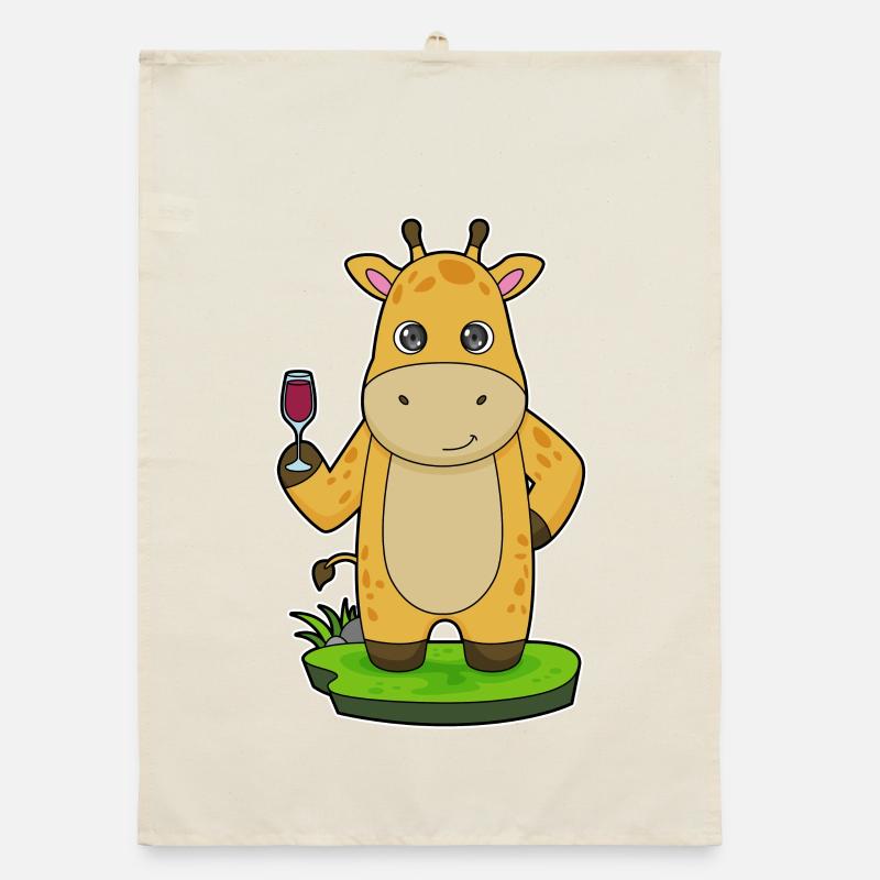 Giraffe Rotwein Organic Geschirrtuch