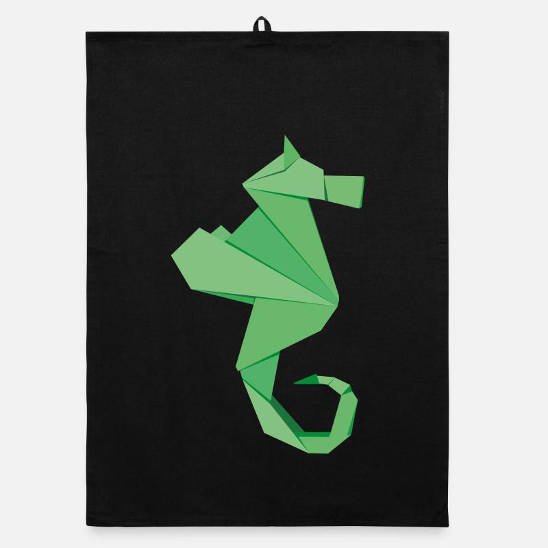 Insignes abstraits d’hippocampes dans le style origami Torchon bio