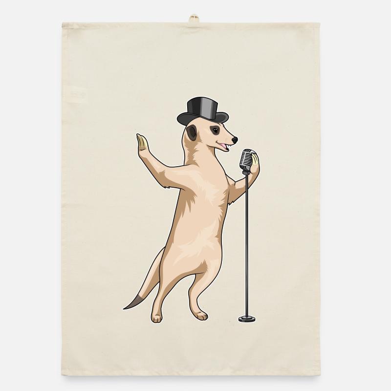 Chanteur de suricate Chant au micro Torchon bio