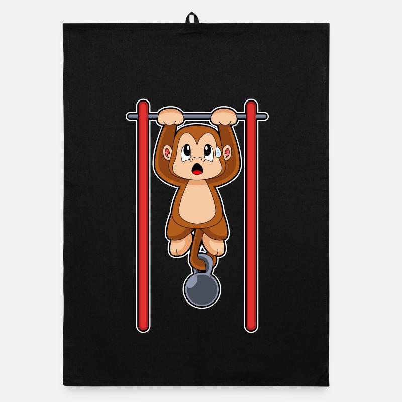 Monkey Bodybuilder Pull-ups Bodybuilding Organic dish towel