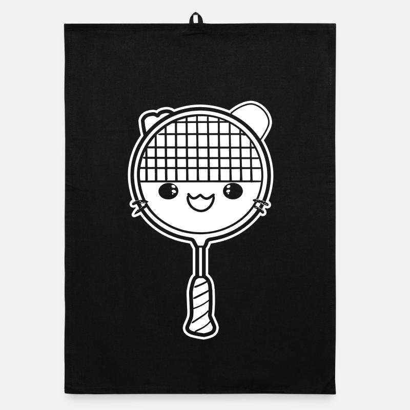 Badminton racket comic style Organic dish towel