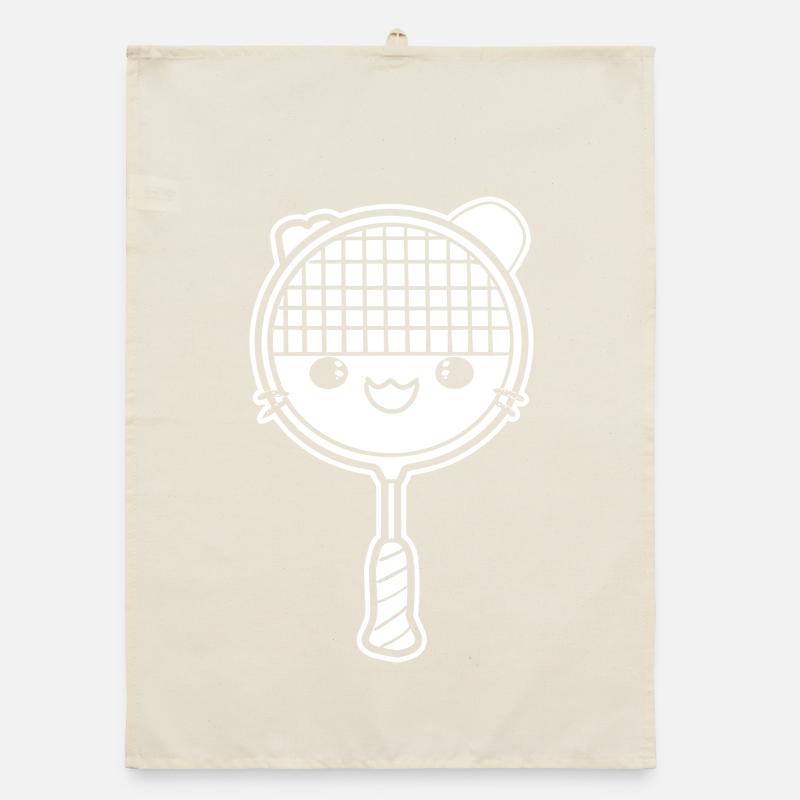 Badminton racket comic style Organic dish towel