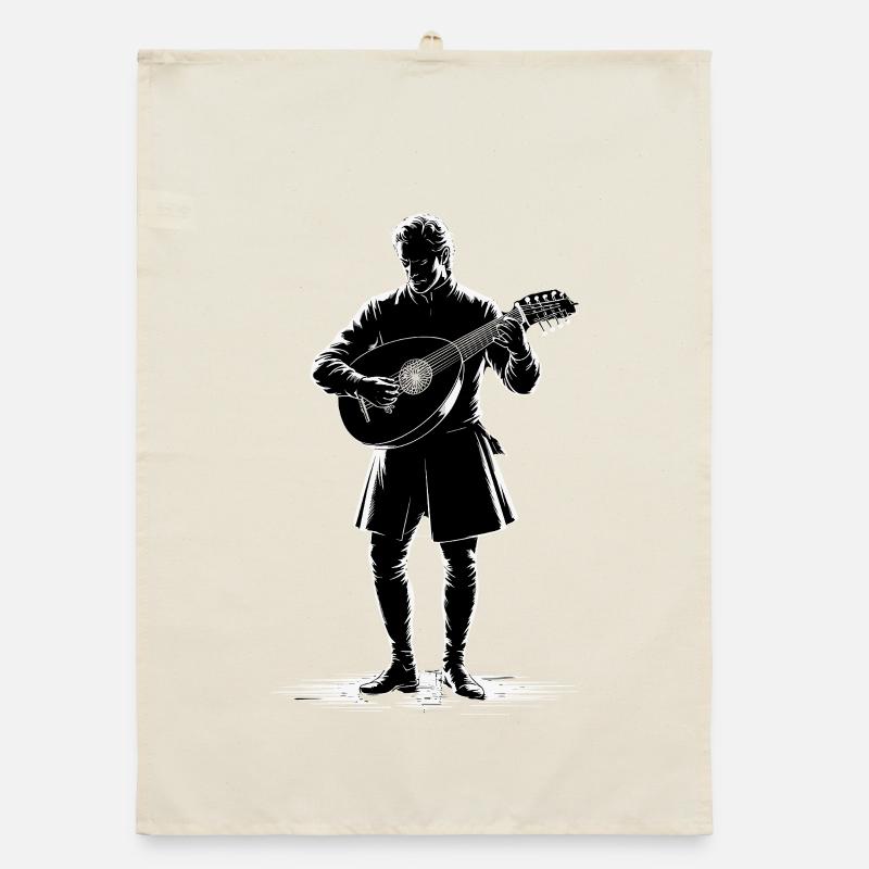 Medieval Bard with Lute Organic dish towel