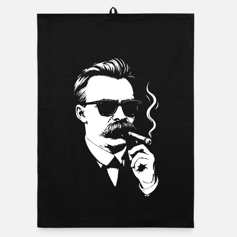 Retro Noir Friedrich Nietzsche raucht eine Zigarre Organic Geschirrtuch
