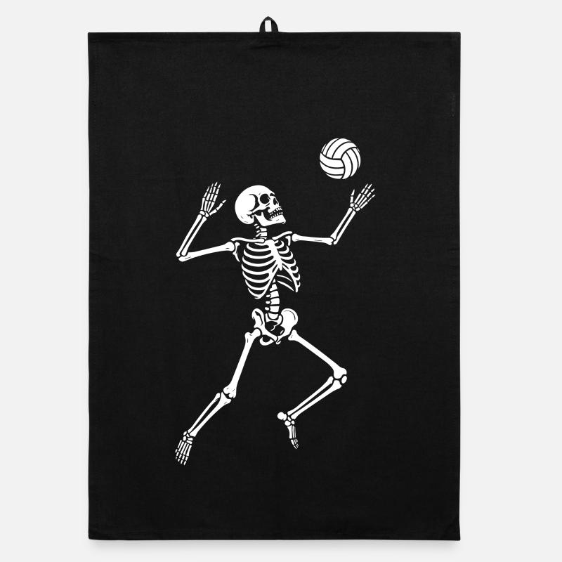 Silhouette de volley-ball skeleton Torchon bio