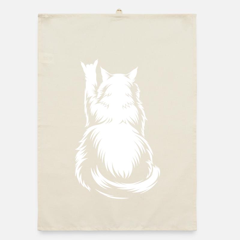 Rock Katze Rückenansicht – Devil Horns Organic Geschirrtuch