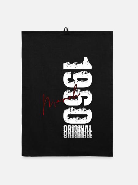 66e anniversaire cadeau Mari Femme Mars 1960 - Torchon bio - noir - Devant