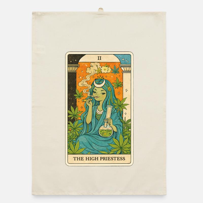 High Priestess Cannabis Tarot Organic dish towel