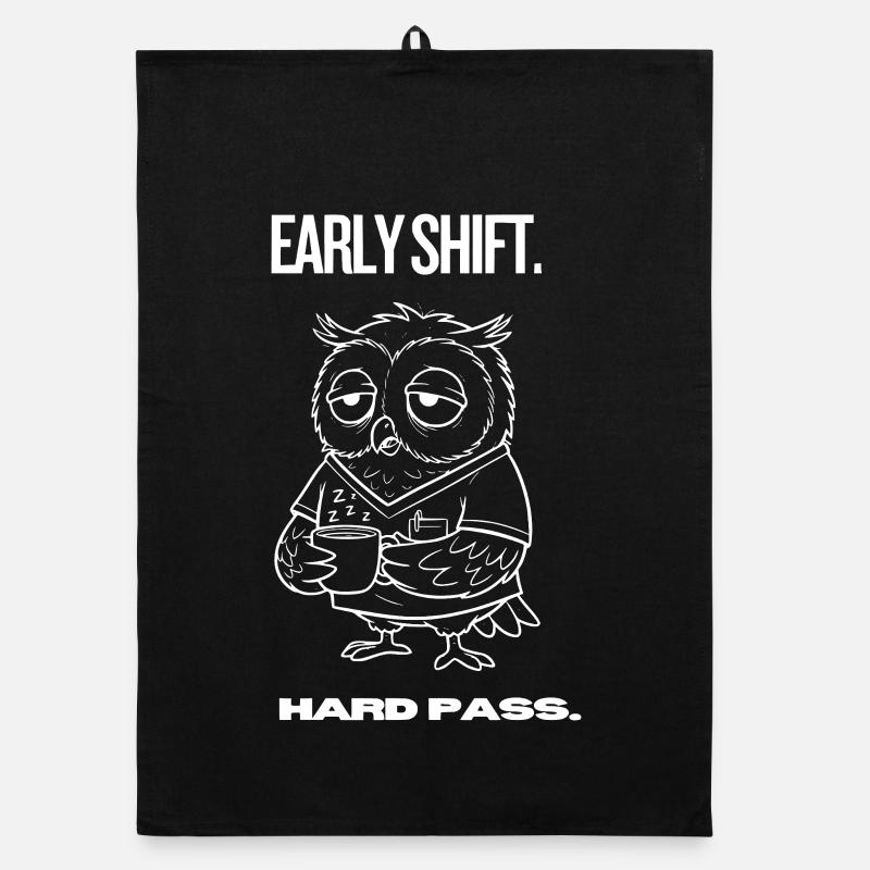 Early Shift Owl Shirt – Hard Pass Organic dish towel
