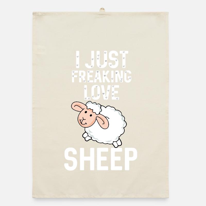 J’adore les moutons | Drôle de design de mouton Torchon bio