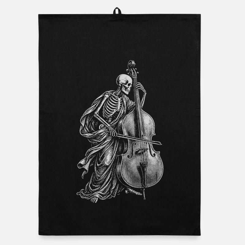Skeleton spielt Kontrabass Organic Geschirrtuch