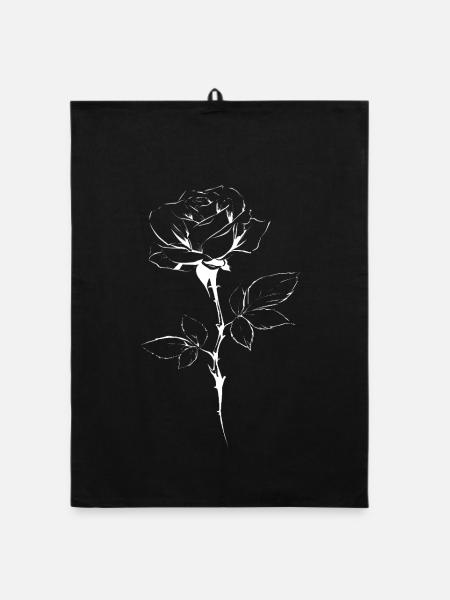 Line Rose Silhouette - Torchon bio - noir - Devant