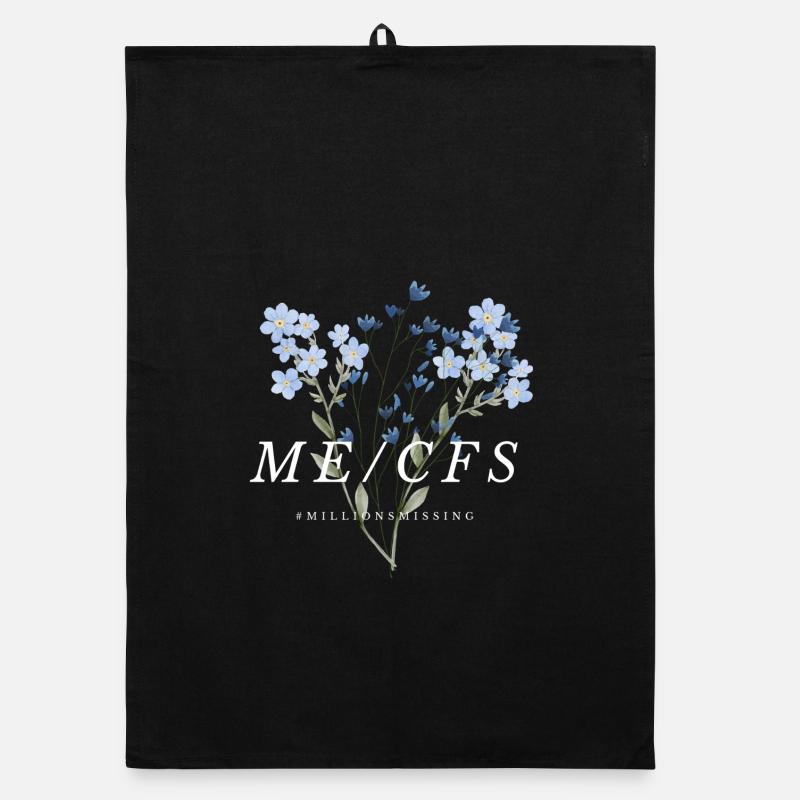 ME/CFS Flowers white - Organic Geschirrtuch - Schwarz