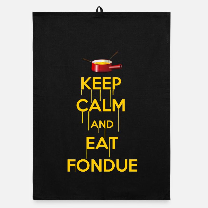 KEEP CALM AND EAT FONDUE Geschenk Käse Schweiz Organic Geschirrtuch