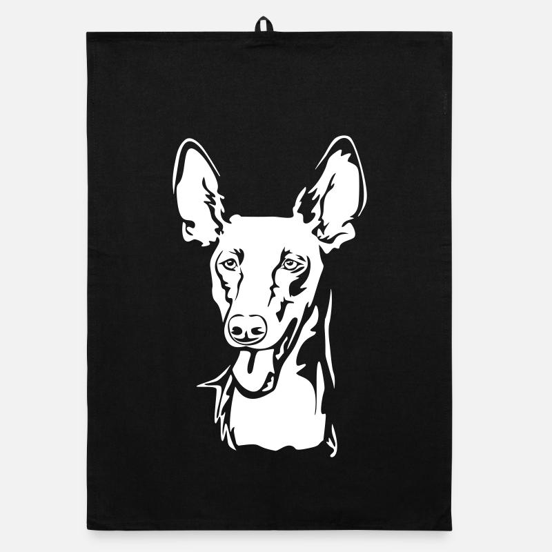 Pharaohund (Kelb-tal Fenek) Kopf "Black Edition" Organic Geschirrtuch