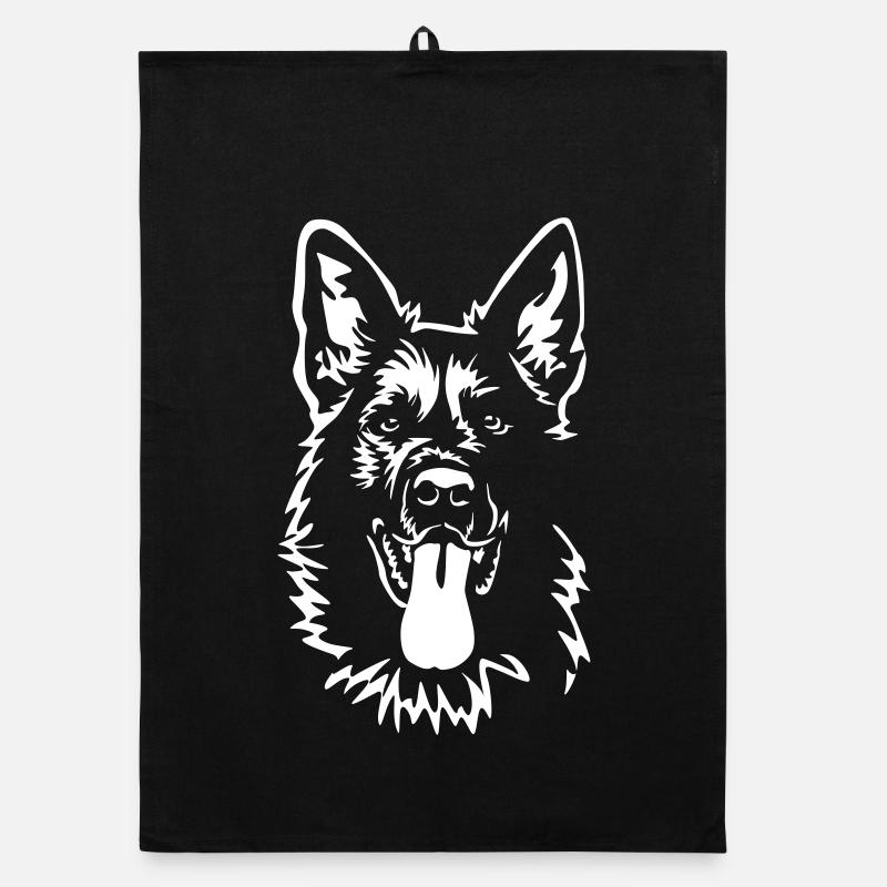 Tête de berger allemand « Black Edition » Torchon bio