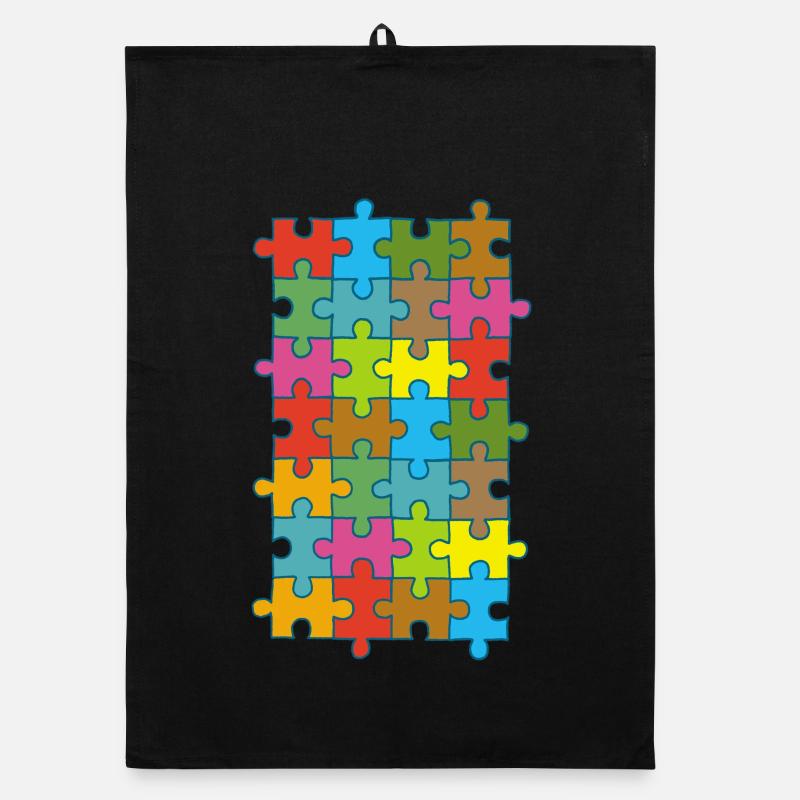 Puzzle multicolore - Torchon bio - noir