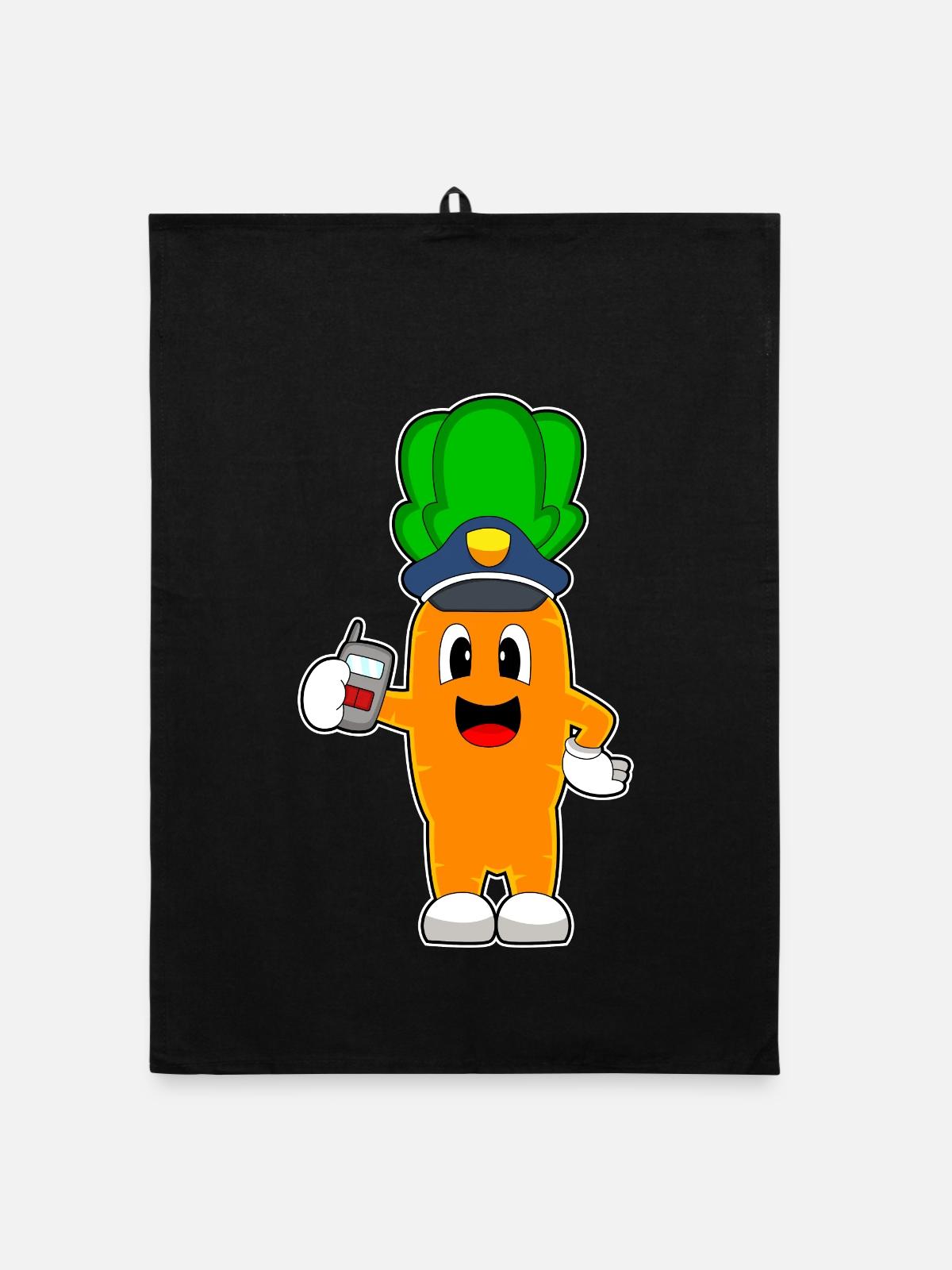 Carrot Policier Microphone Police - Torchon bio - noir - Devant