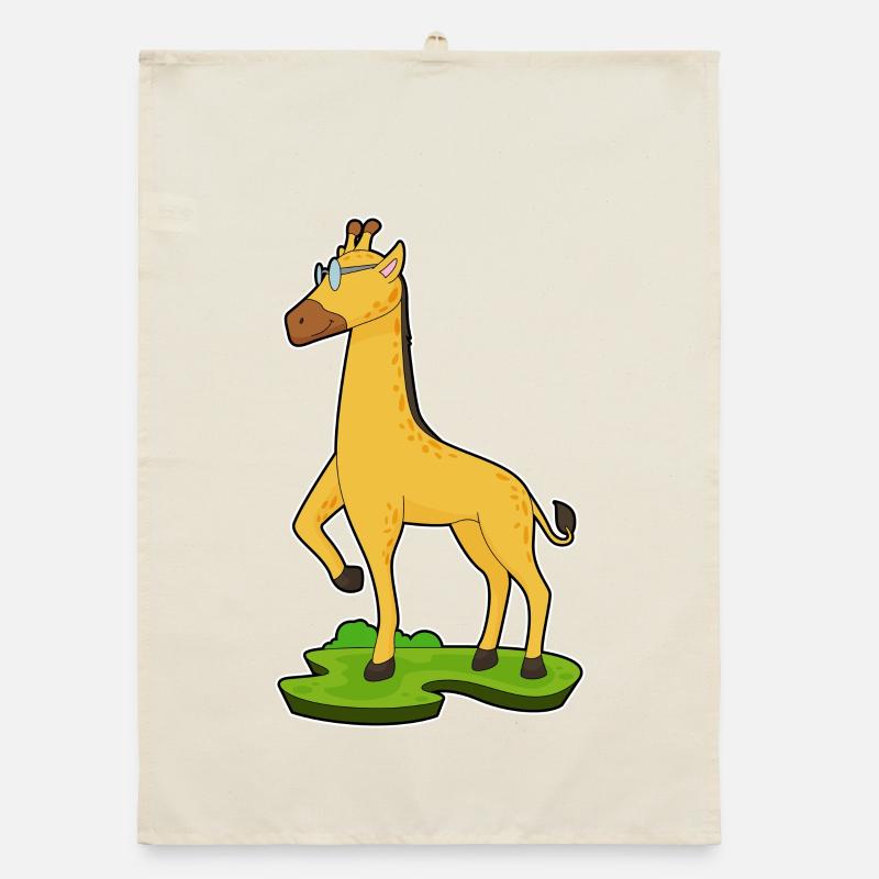 Giraffe Glasses Organic dish towel