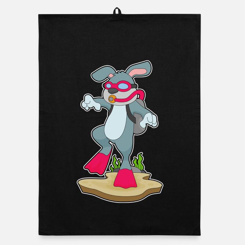 Rabbit Diver Bouteille d’oxygène Plongée Torchon bio