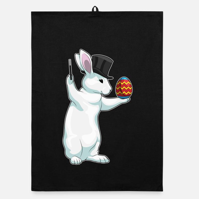 Hase Ostern Zauberer - Organic Geschirrtuch - Schwarz