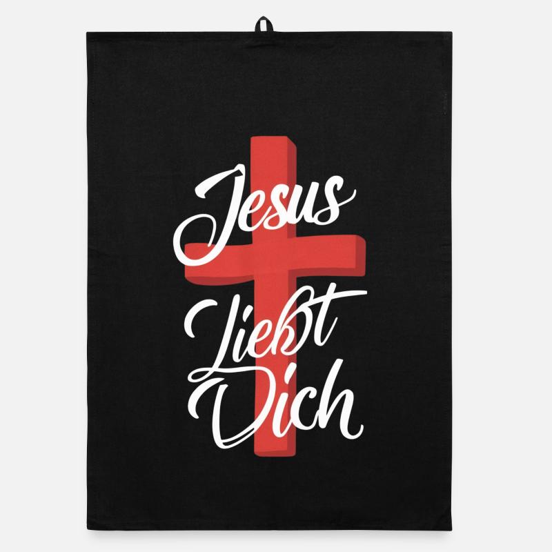 Conception de la croix de Jésus t’aime - Torchon bio - noir