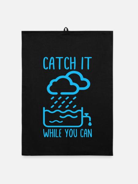 Catch it while you can Bathtub - Organic dish towel - black - Front