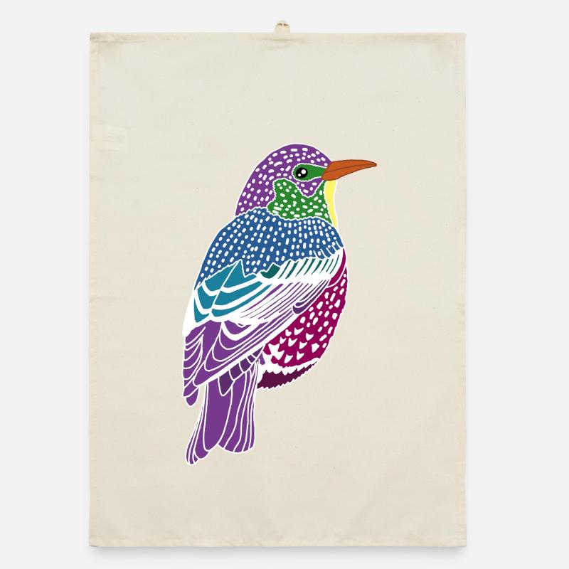 Oiseau multicolore Torchon bio