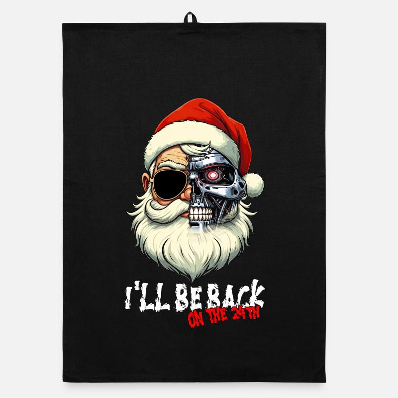 Cyber Santa Claus Terminator I ́LL BE BACK Organic dish towel