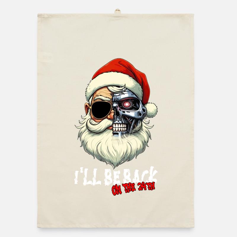 Cyber Santa Claus Terminator I ́LL BE BACK Organic dish towel