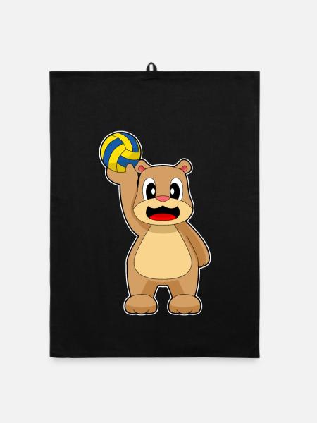 Ours Joueur de volley-ball Volley-ball - Torchon bio - noir - Devant