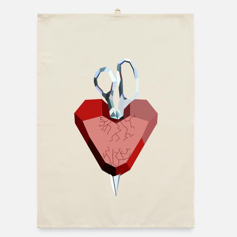 Broken heart of ruby and diamond Organic dish towel