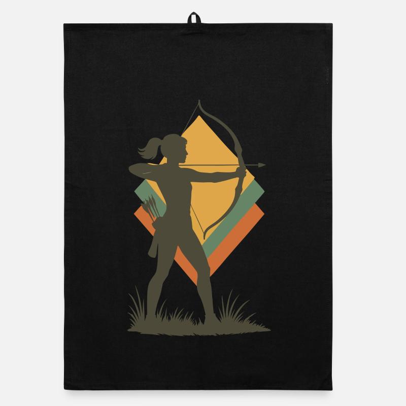 archery bow target archer silhouette Organic dish towel